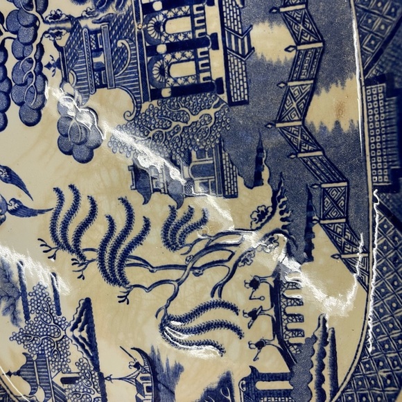 Vintage Ridgeway & Co England stamped blue and white chinoiserie Platter serving - Picture 4 of 9